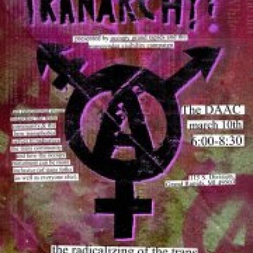 Transgender symbol and Anarchism symbol on colorful background